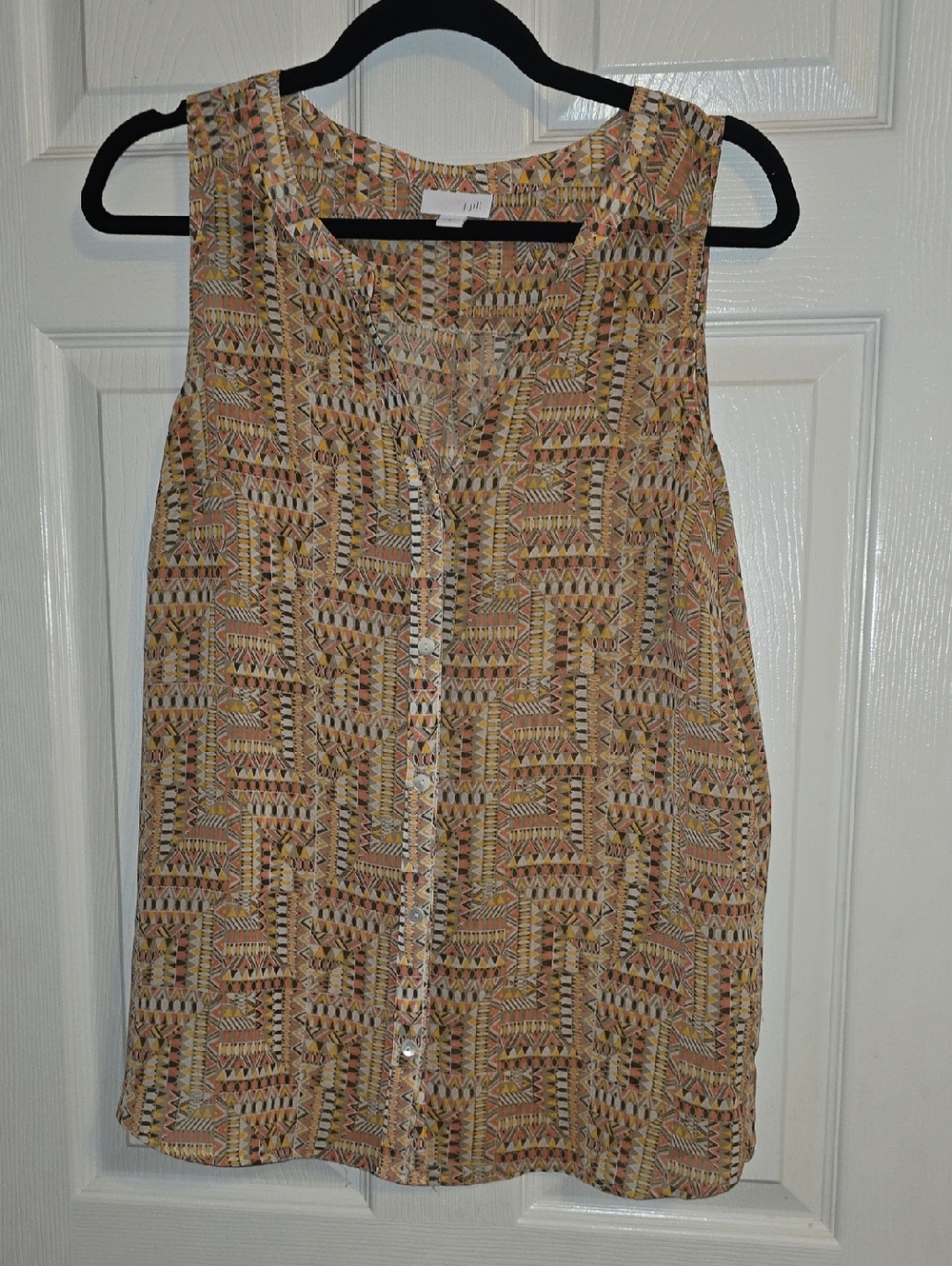 J. Jill Multicolor Geometric Button-Front Sleeveless Camisole
